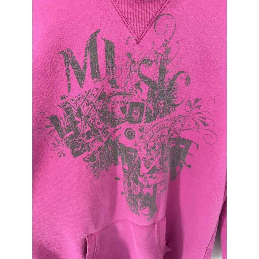 edc by Esprit Pink Music Graphic Hoodie Sweatshirt XXL Magenta Pullover - Picture 2 of 6
